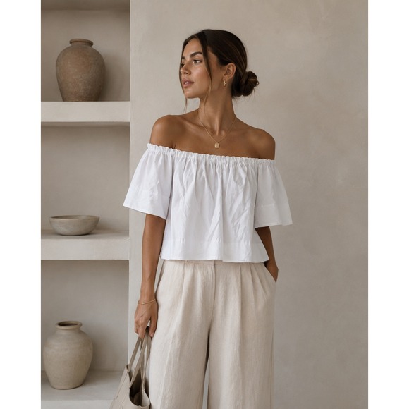 Vince Tops - Vince Shoulder Play Top Womens XS White Minimalist Clean Girl Sustainable